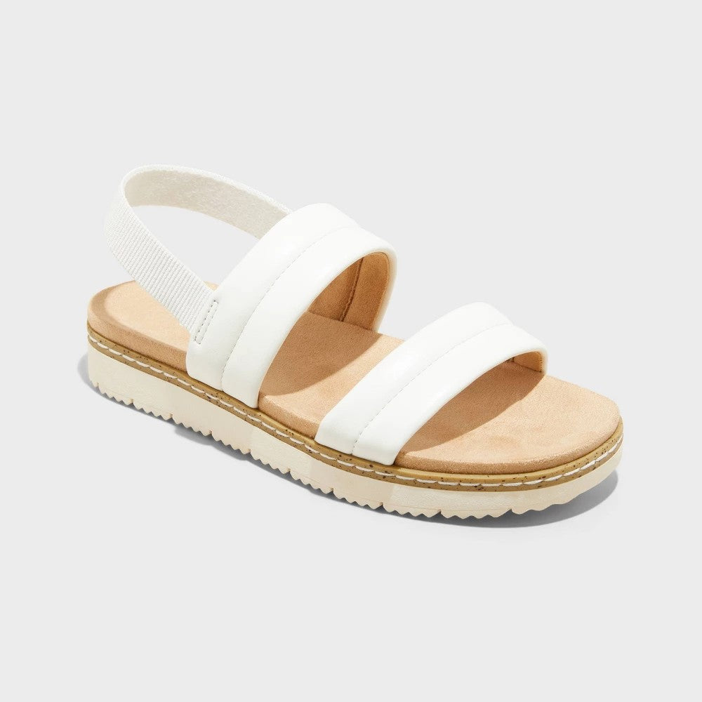 Kids' Kailan Footbed Sandals - Cat & Jack™ White 13: Open Toe, Slip on, Elastic Gore - Girl