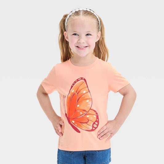 Cat & Jack Toddler Girls' Butterfly T-Shirt Peach 5T