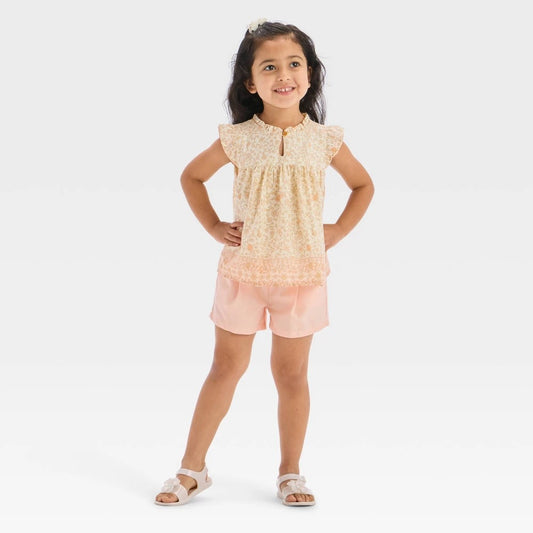 OshKosh B'gosh Toddler Girls' Floral Flutter Sleeve Set 12M