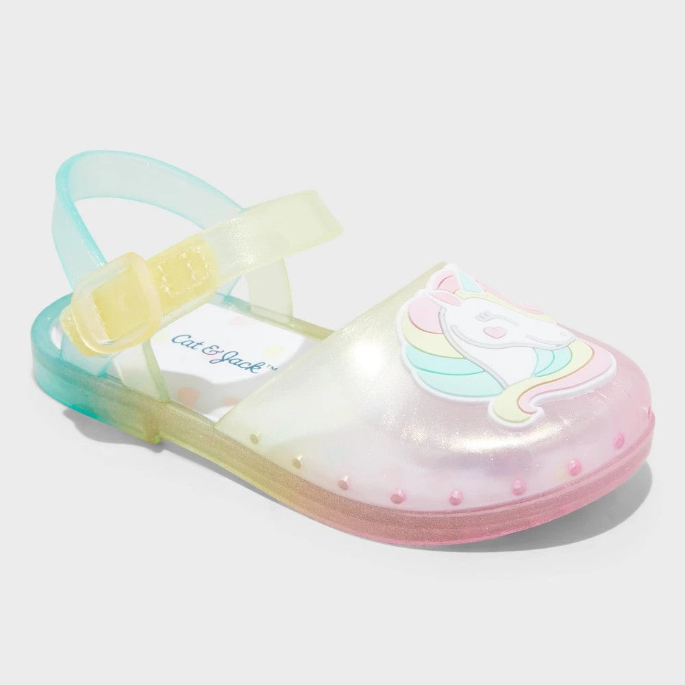 Toddler Lainey Unicorn Jelly Sandals - Cat & Jack™ 9T: Adjustable Hook and Loop Strap, Non-Marking Outsole, Closed Round Toe - Girl