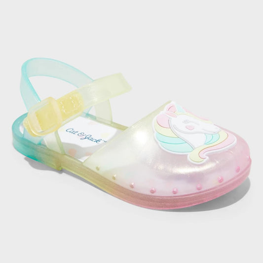 Toddler Lainey Unicorn Jelly Sandals - Cat & Jack™ 9T: Adjustable Hook and Loop Strap, Non-Marking Outsole, Closed Round Toe - Girl
