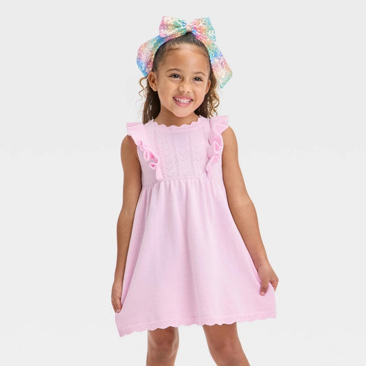 Cat & Jack Toddler Girls' Ruffle Sweater Dress Light Pink 2T