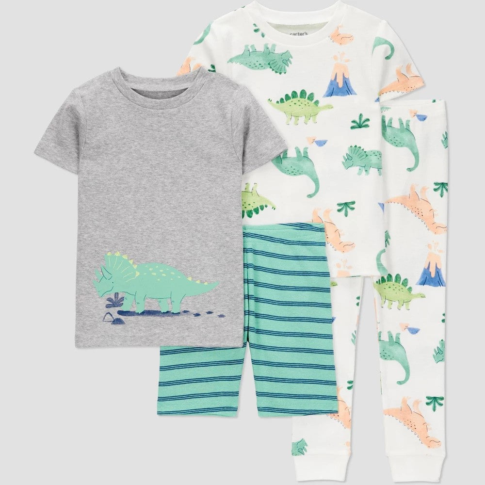 Carter's Toddler Boys' 4pc Dinos Pajama Set - Green/Gray 5T