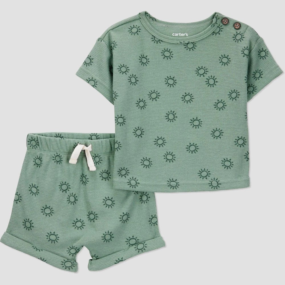 Carter's Just One You Baby Boys' Suns Thermal Top & Bottom Set - Green 6M