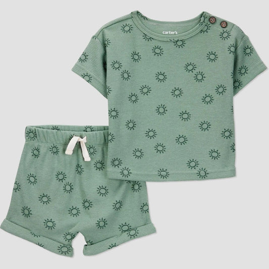 Carter's Just One You Baby Boys' Suns Thermal Top & Bottom Set - Green 6M