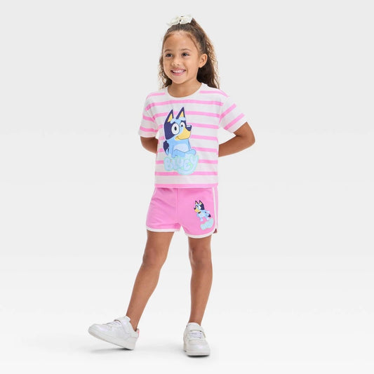 Bluey Toddler Girls' 2pc Striped T-Shirt & Shorts Set 12M