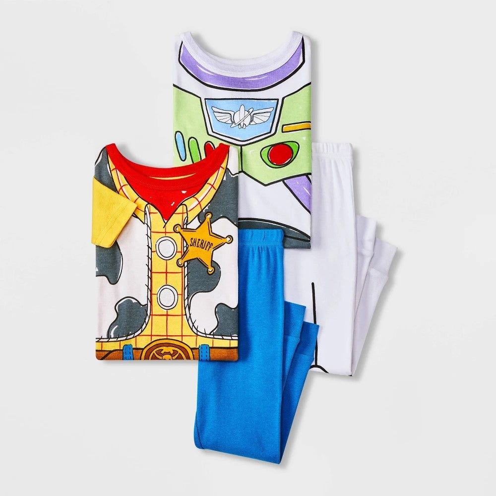 Toddler Boys' 4pc Snug Fit Cotton Toy Story Pajama Set - White 5T: Crew Neck, Pullover, 100% Cotton