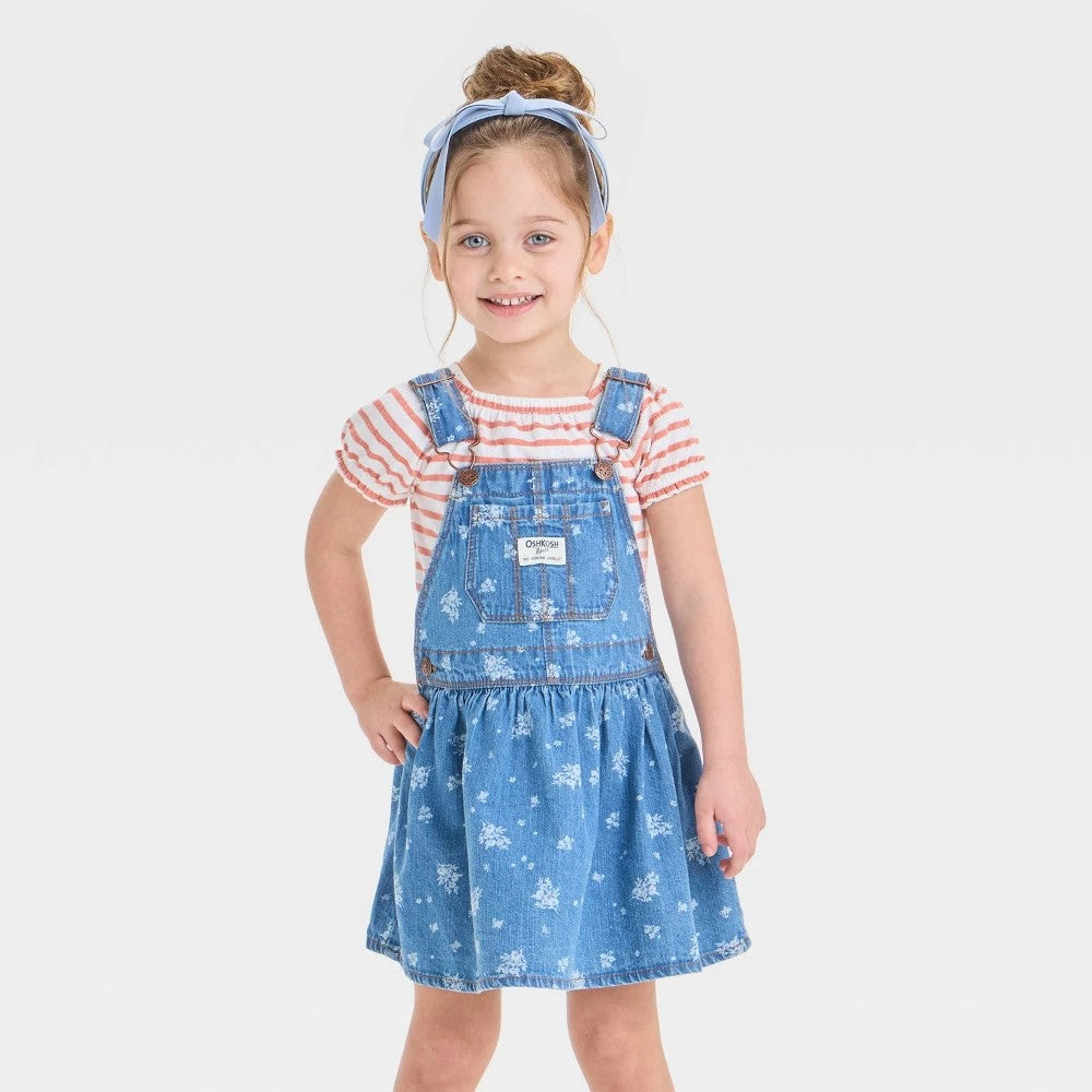 OshKosh B'gosh Toddler Girls' 2T Floral Denim Skirtall Dress