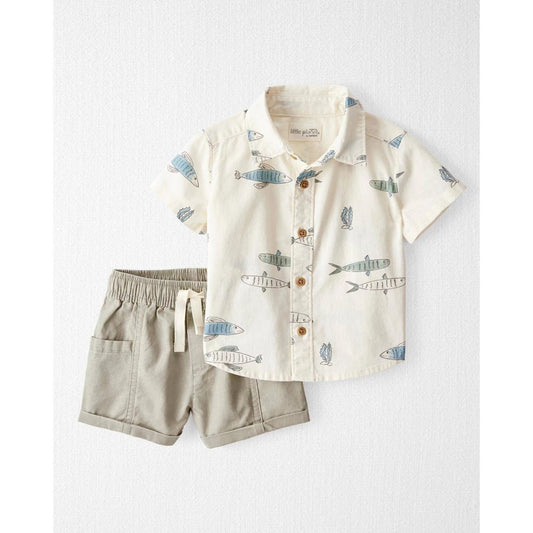Little Planet Organic Cotton Fish Print 
Set, 3M boys'