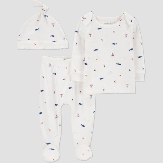 Carter's Baby Boys' 3pc Whale Top Set - Preemie