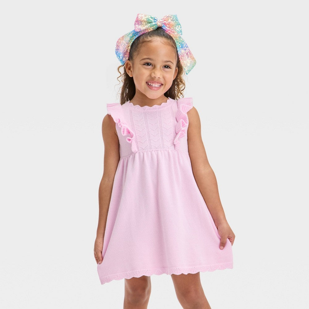 Cat & Jack Toddler Girls' Ruffle Sweater Dress Size 4T Light Pink