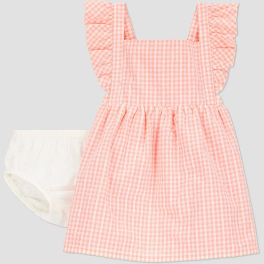 Carter's Just One You Baby Girls' Gingham Dress 6M Peach