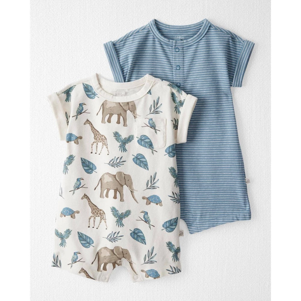 Carter's Organic Cotton Rompers 2-Pack, Newborn Boys