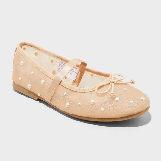Art Class girl Fleur Mesh Pearl Ballet Flats Blush Size 5