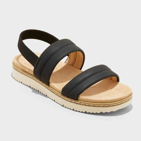 Kids' Kailan Footbed Sandals - Cat & Jack™ Black 13: Slip-on, Elastic Gore, Contoured Footbed - Girl