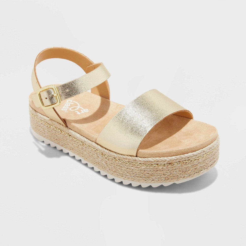 Art Class Girls' Lindsey Espadrille Sandals Size 1 Gold