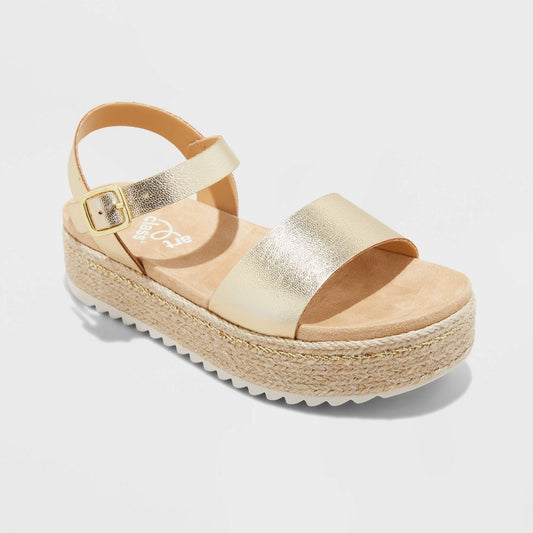 Art Class Girls' Lindsey Espadrille Sandals Size 1 Gold