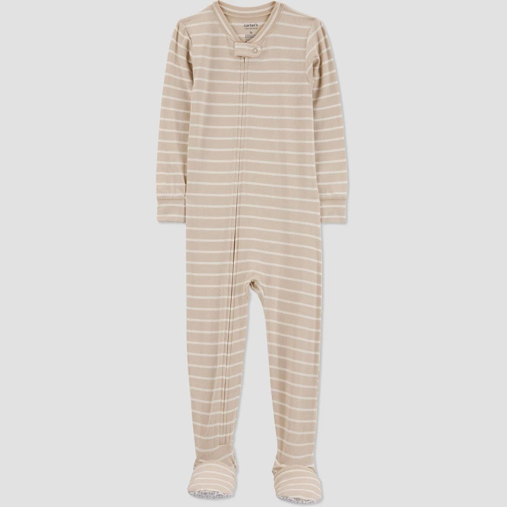 Carter's Just One You® Toddler Boys' Striped Comfy Soft Snug Fit Footed Pajama - Brown 12M