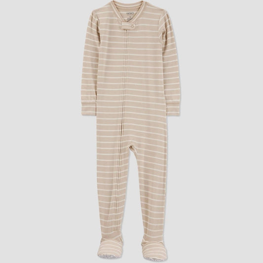 Carter's Just One You® Toddler Boys' Striped Comfy Soft Snug Fit Footed Pajama - Brown 12M
