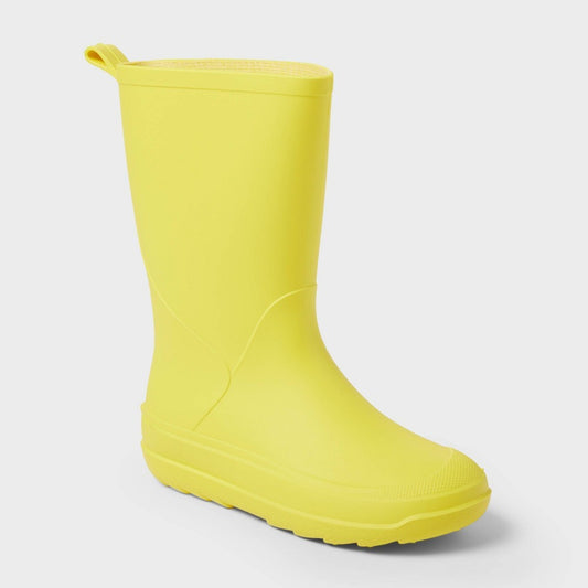 Kids' Andy Rain Boots - Cat & Jack™ Yellow 1: Waterproof, Pull-on, Non-Marking Sole, Flexible Outsole, Medium Width - Girl