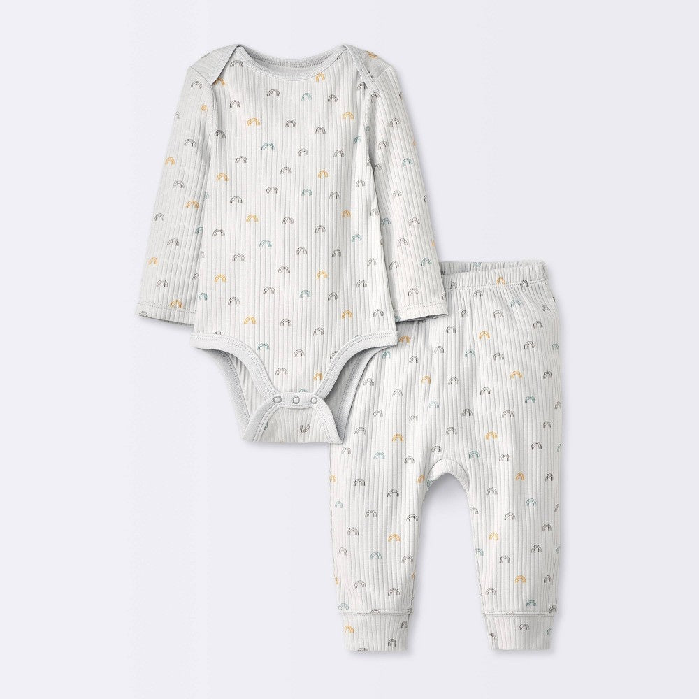 Cloud Island Baby boys Ribbed Top & Bottom Set Gray 18M