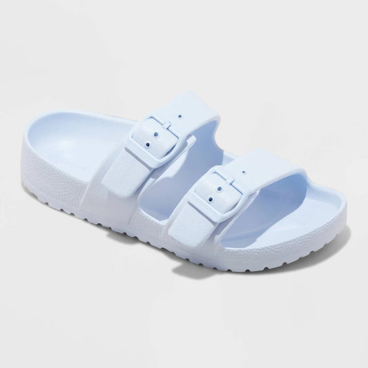 Kids' Noa Blown EVA Footbed Sandals - Cat & Jack™ Light Blue 6: Slip-on, Contoured Footbed, Double Straps - Girl