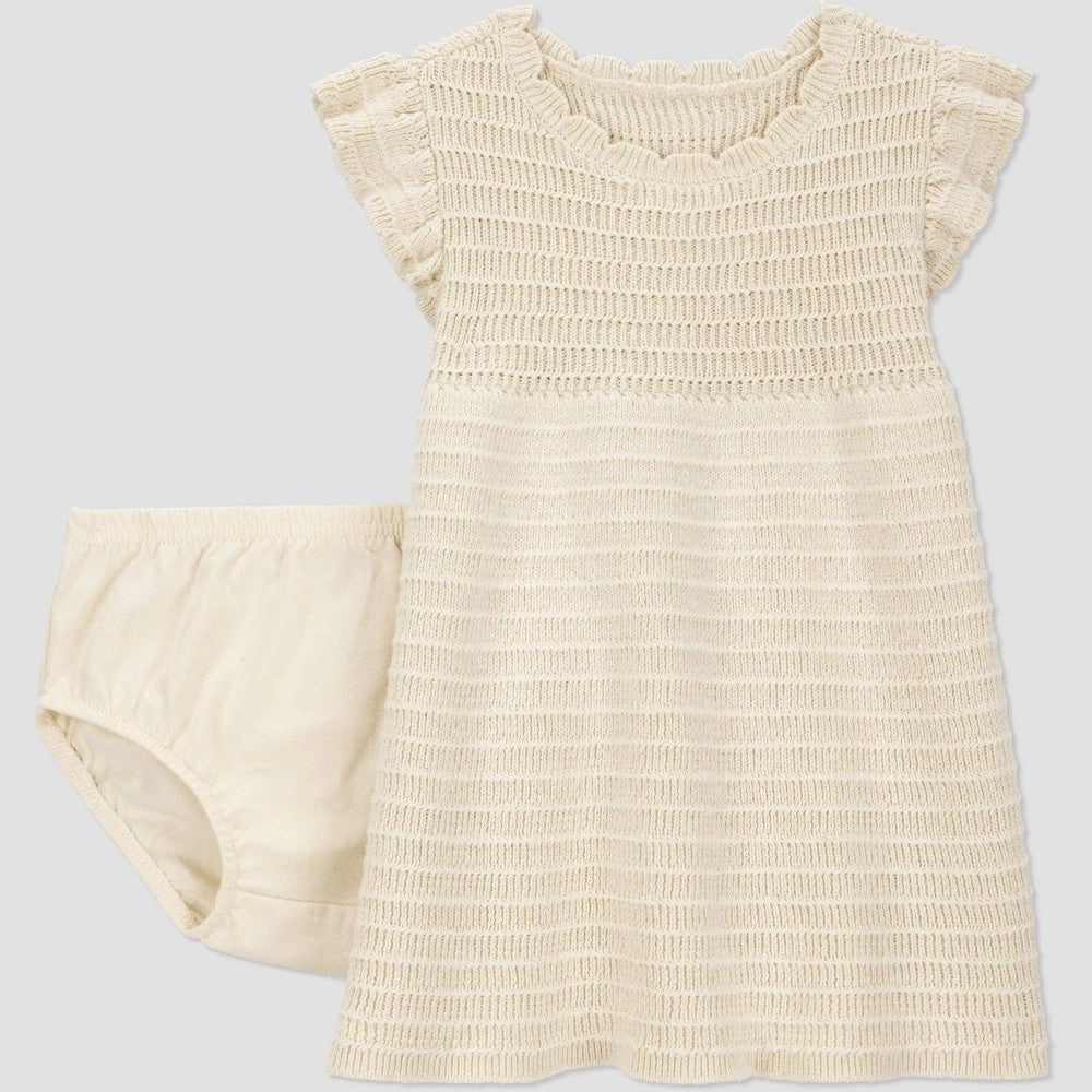 Carter's Just One You Baby Girls' Creme Ruffle Sleeve Dress - 18M