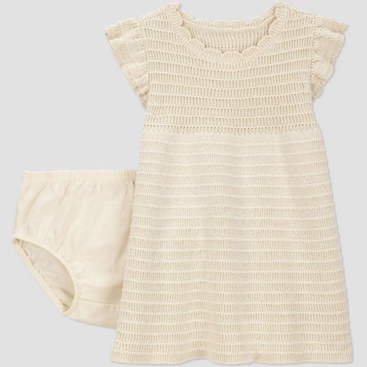 Carter's Just One You Baby Girls' Creme Ruffle Sleeve Dress - 18M