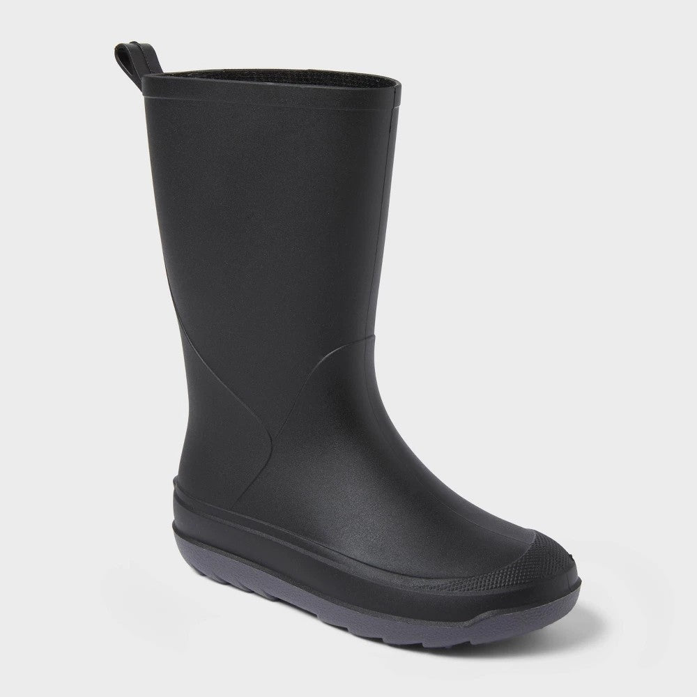 Kids' Andy Rain Boots - Cat & Jack™ Black 13: Waterproof, Pull-on, Non-Marking Sole, Flexible Outsole - Girl