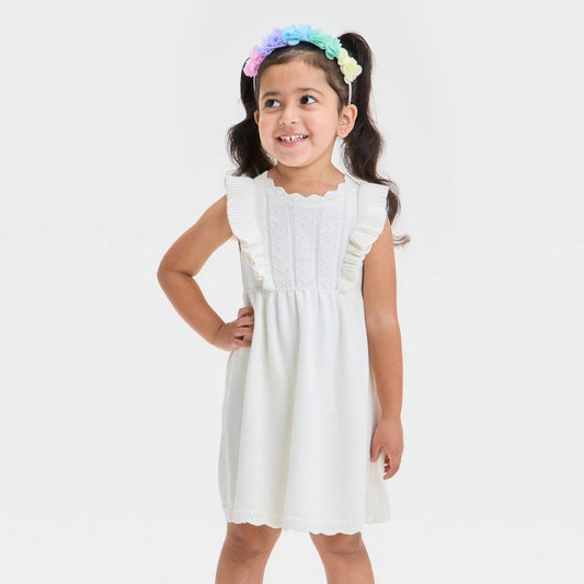 Cat & Jack™ Toddler Girls' Sweater Ruffle Dress - Cream