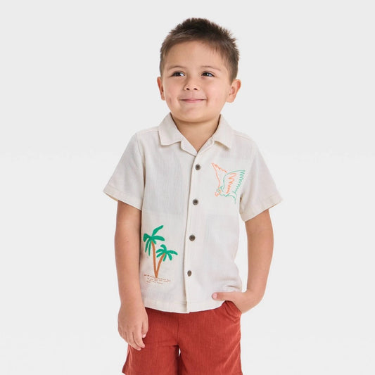 Cat & Jack Toddler Boys' Tropical T-Shirt 18M - Embroidered Bird