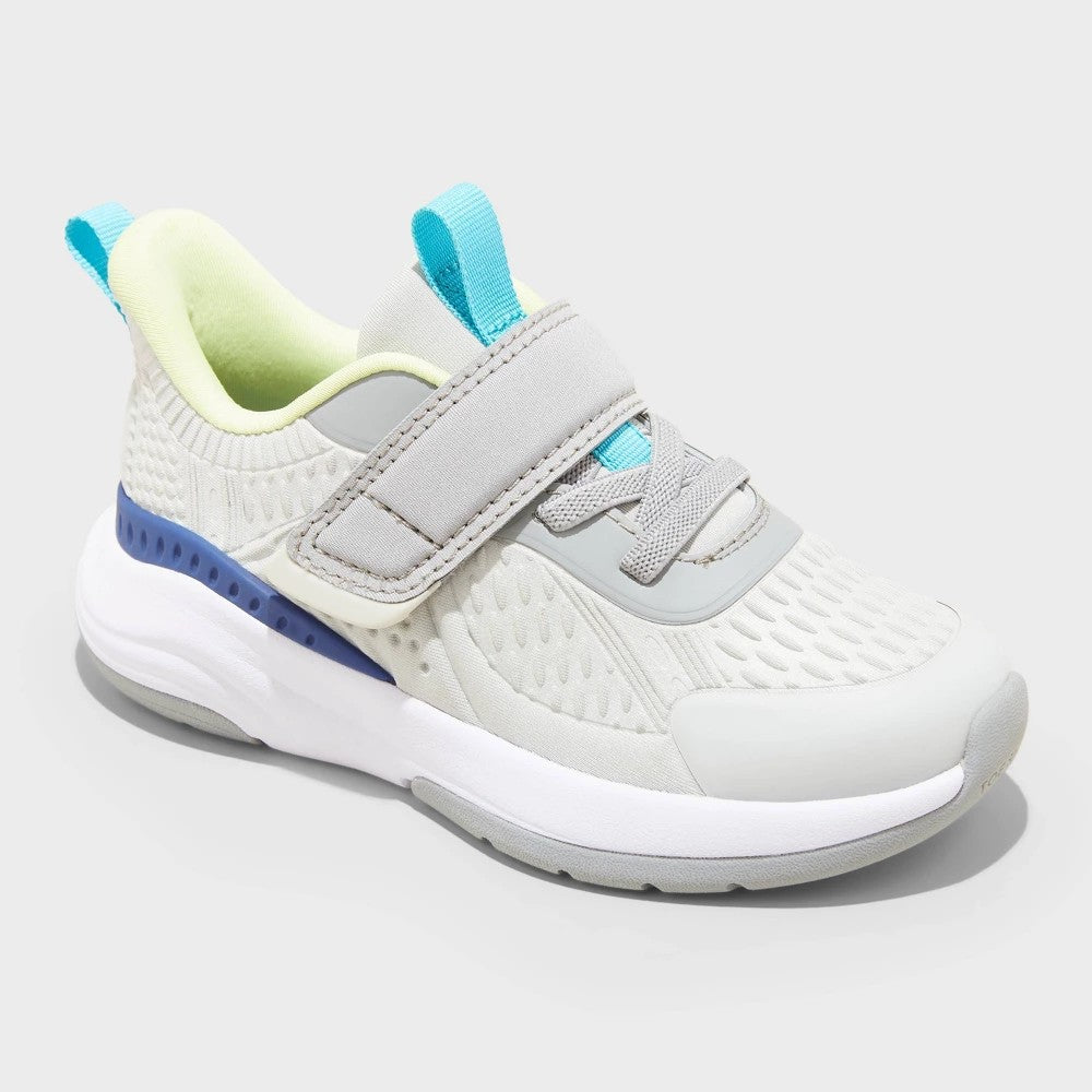 Toddler Toni Performance Sneakers - All in Motion™ Gray 5T: Hook & Loop, Non-Marking Sole, Toe Shield - Girl