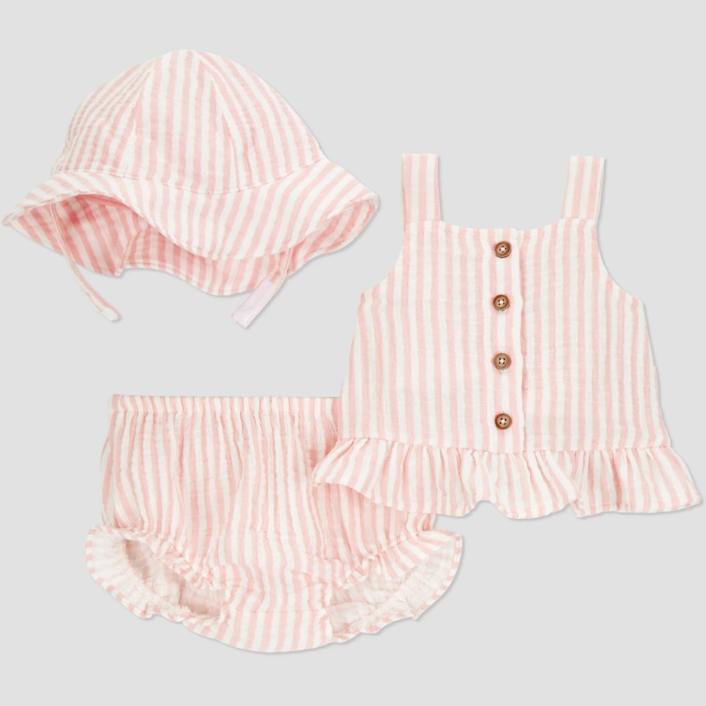 Carter's Just One You Baby Girls' Sunsuit with Hat Set - Pink 18M