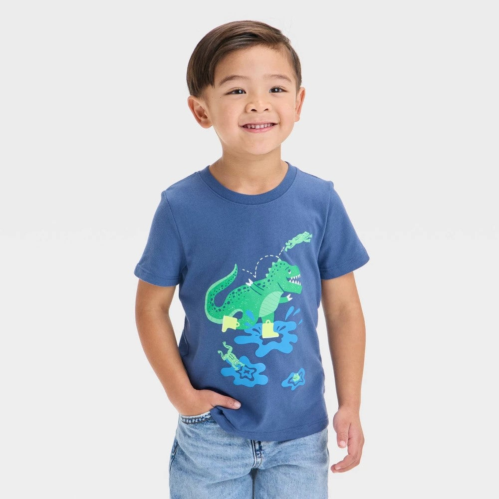 Cat & Jack Toddler Boys' Dino Graphic T-Shirt Blue 4T