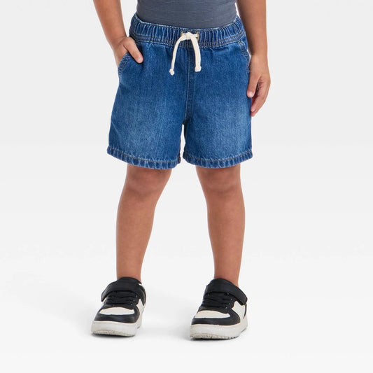 Toddler Boys' Pull-on Denim Shorts - Cat & Jack™ Medium Wash 2T: Relaxed Fit, Elastic Waist, Flexible Drawstring, Above Knee Length