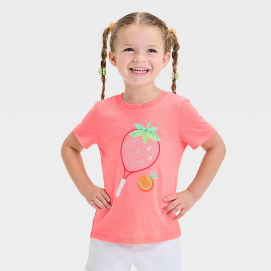 Cat & Jack Toddler Girls' Neon Coral Tennis T-Shirt 4T