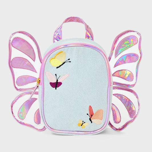 Cat & Jack Butterfly Mini Denim Backpack - Small girl