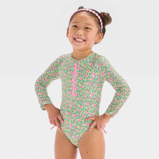 Cat & Jack Toddler Girls' Rash Guard Swimsuit 4T Long Sleeve