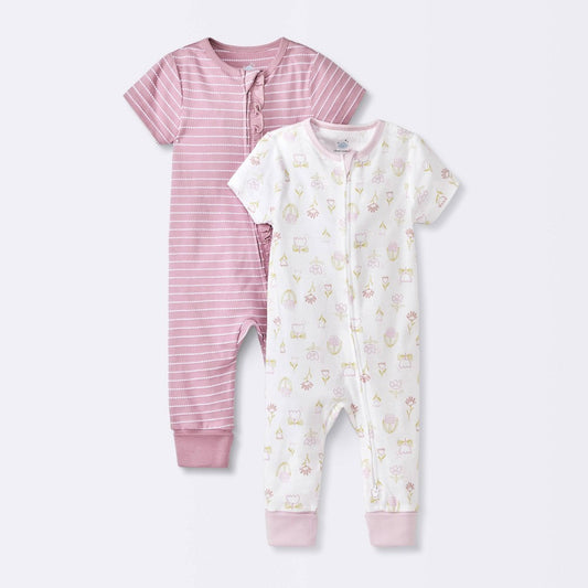 Cloud Island Floral Romper 2-Pack, 6-9M  Long Sleeve girl