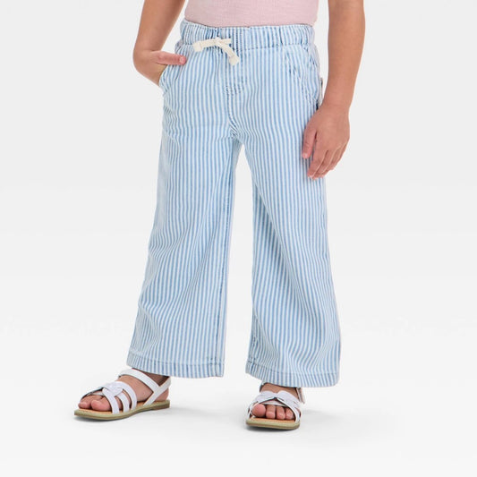Cat & Jack Toddler Girls' Wide Leg Pants Light Blue 2T