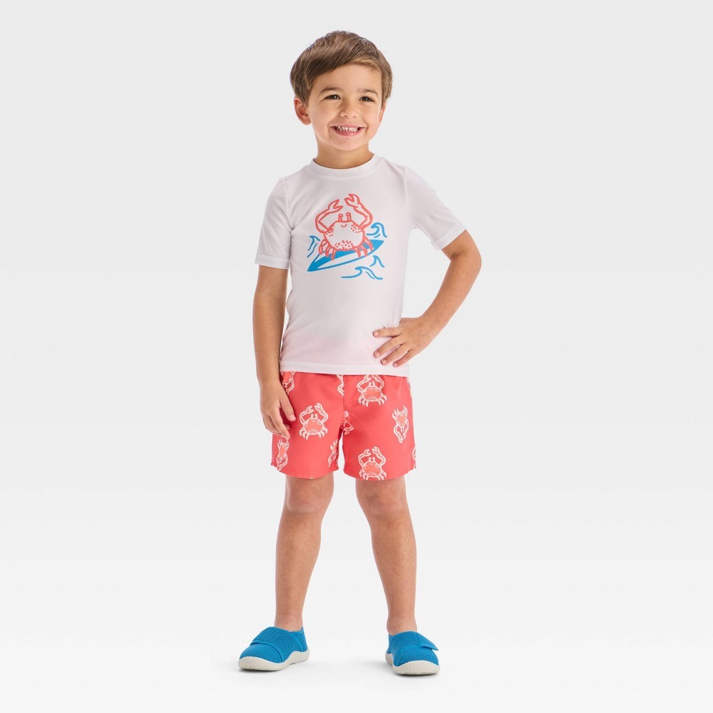 Cat & Jack Toddler Boys' 2T Crab Rash Guard Set UPF 50+