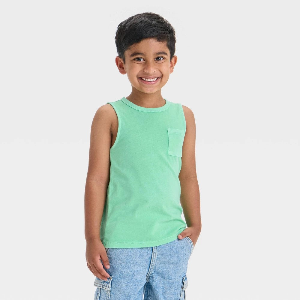 Toddler Boys' Pocket Tank Top - Cat & Jack™ Lime Green 3T