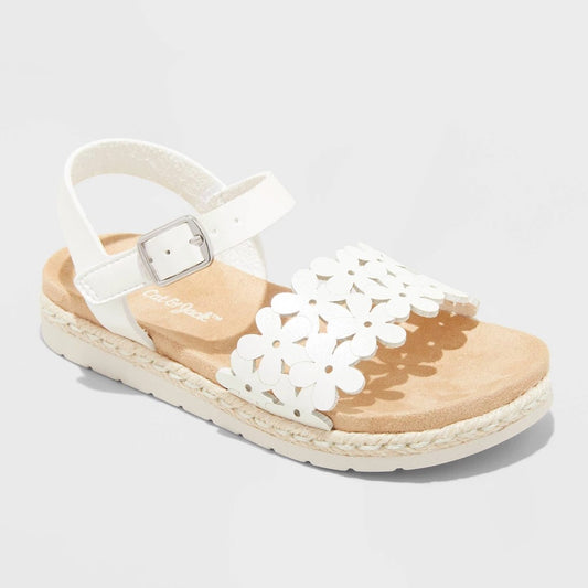 Toddler Maisie Cut-Out Floral Footbed Sandals - Cat & Jack White 8T - Girl