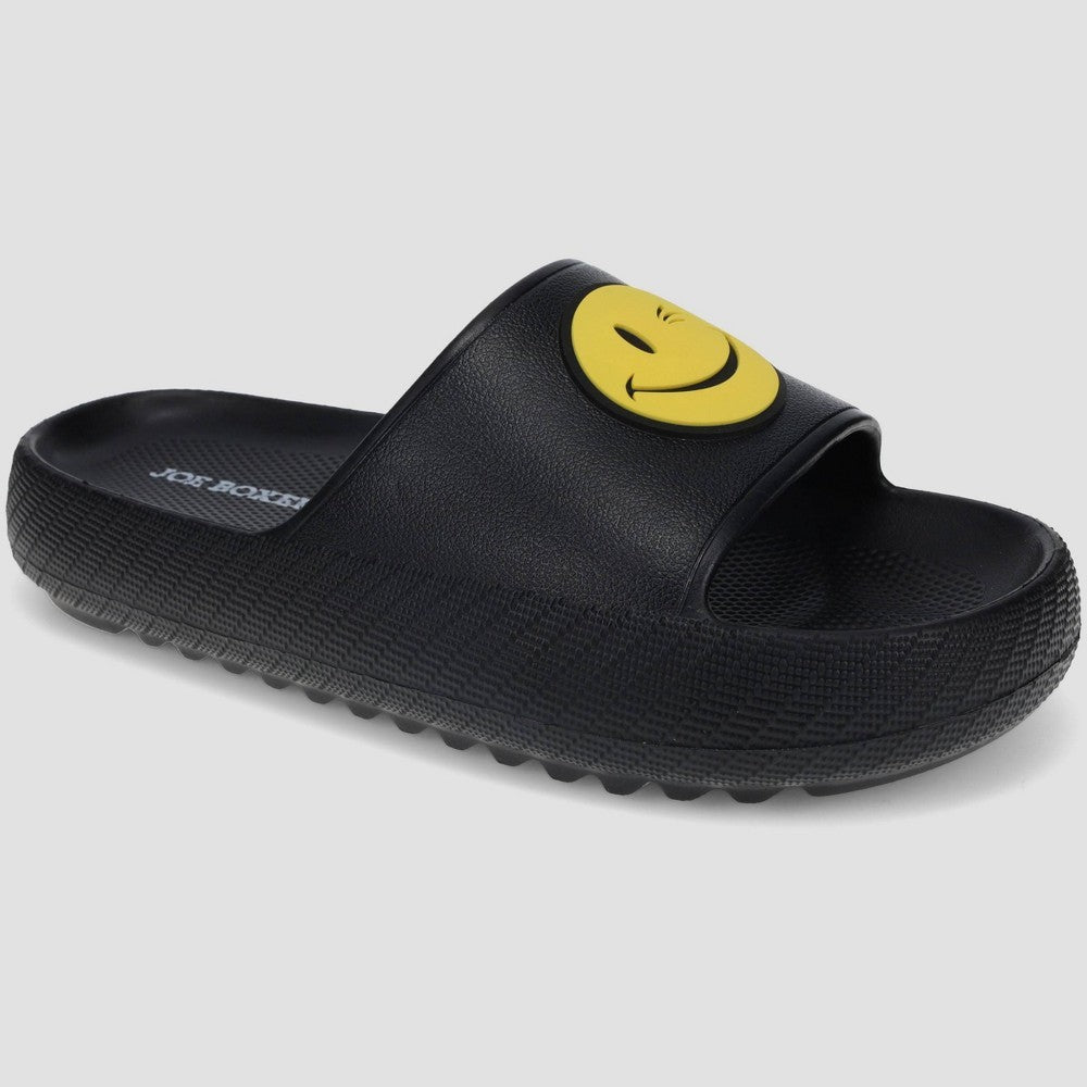 Joe Boxer boys Slides Size 13 - Cushioned, Smiley Pattern