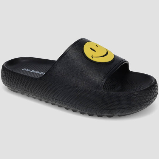 Joe Boxer boys Slides Size 13 - Cushioned, Smiley Pattern