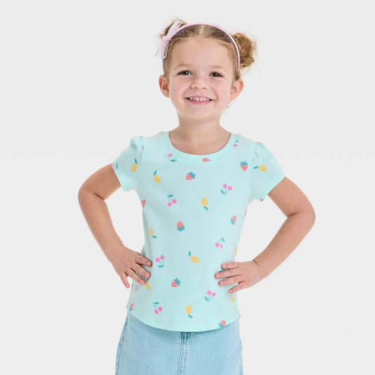 Cat & Jack Toddler Girls' Fruits T-Shirt Mint Green 18M