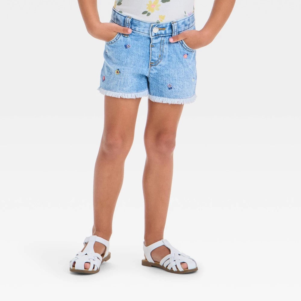 Cat & Jack Girls' Floral Shorts 2T Denim