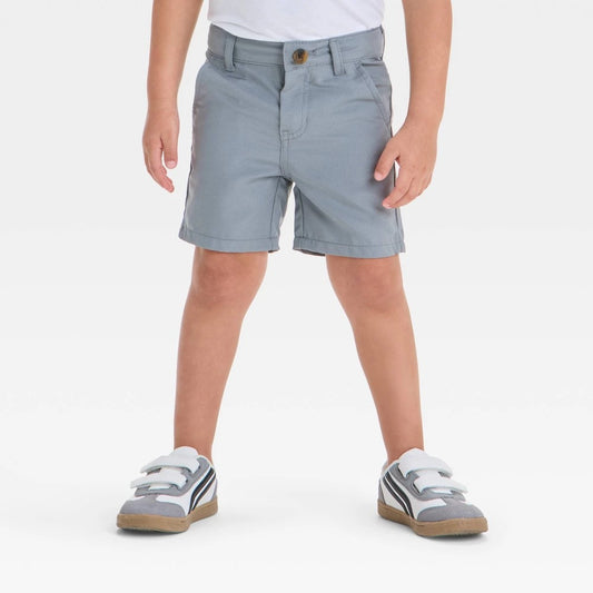Toddler Boys' Quick Dry Chino Shorts - Cat & Jack™ Gray 2T: Adjustable Waistband, Mid Rise, Twill Fabric