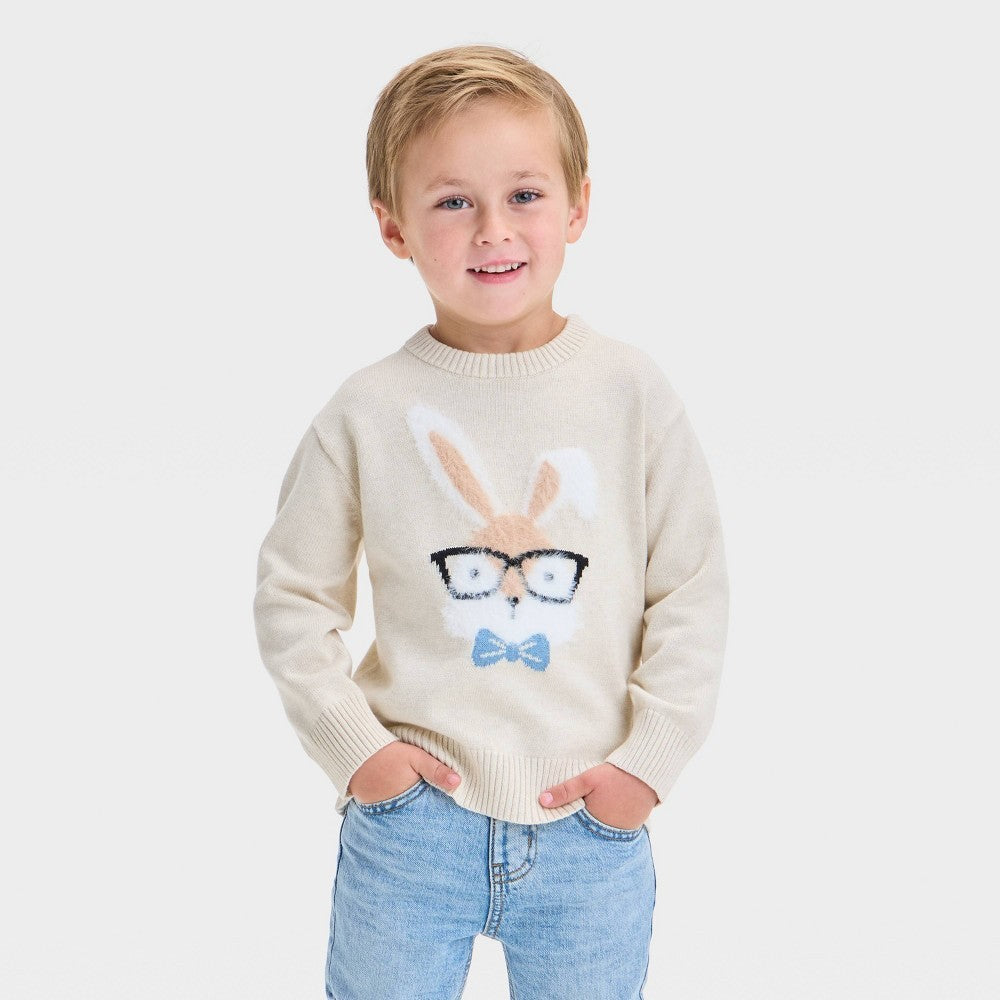 Cat & Jack Boys' Bunny Sweater, Oatmeal 18M