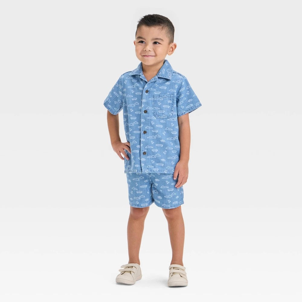 Cat & Jack Toddler Boys' Denim Shirt Shorts Set 3T